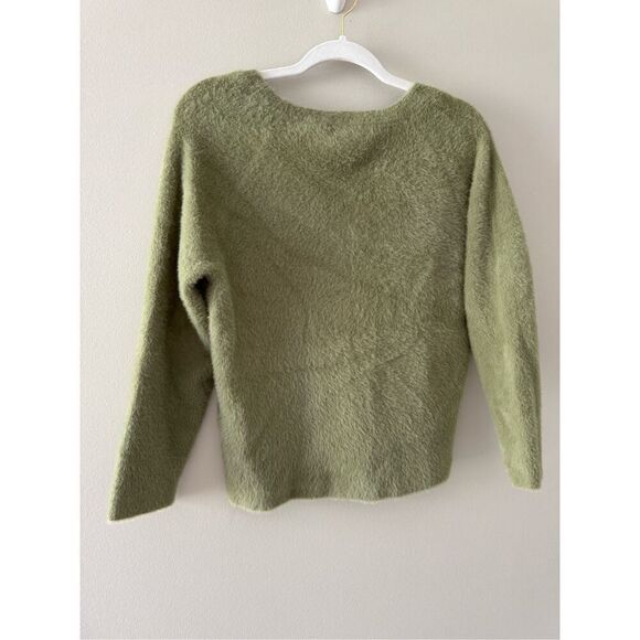 Rachael Zoe Fuzzy Sweater Size Medium V Neck Soft Green Long Sleeve Pullover - Picture 5 of 8